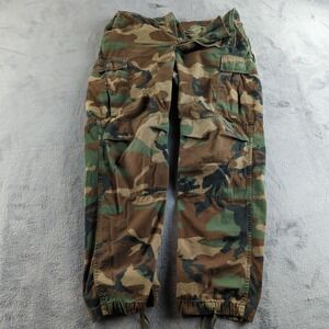 Vintage 80s Military Pants Large Long Woodland Camo BDU Combat AS IS / FLAWED